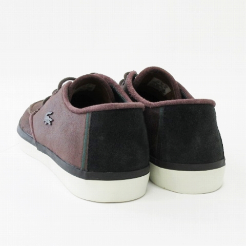 LACOSTE ブラック デッキシューズ ラコステ LACOSTE スニーカー デッキシューズ レザー レース