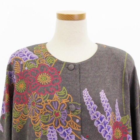 #snc ヒトシタムラ HITOSHI TAMURA カーディガン ちりめん グレー系 ピンク 黒 花柄 ショート丈 レディース [929475] snc ヒトシタムラ HITOSHI TAMURA カーディガン ちりめん グレー