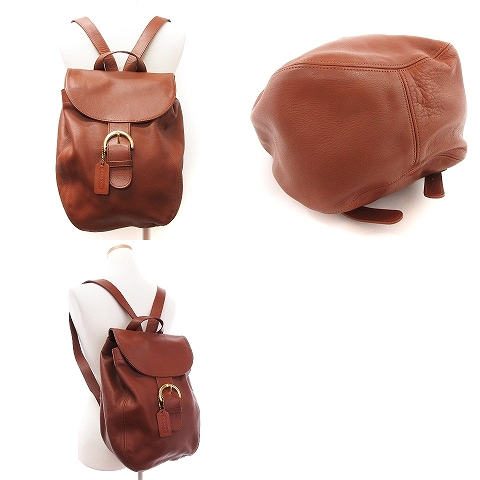 コーチ COACH 4134 オールド レザー リュック デイパック フラップ 茶  