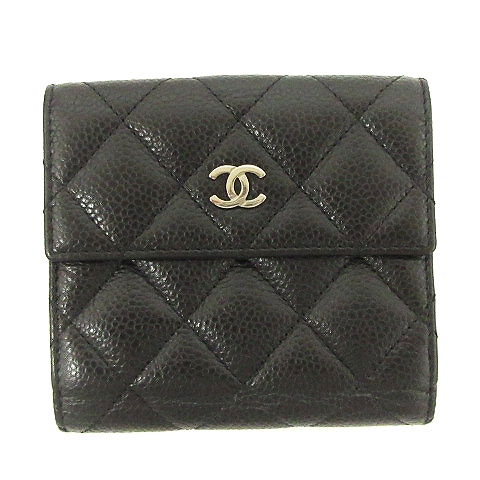シャネル CHANEL マトラッセ キャビアスキン Wホック 二つ折り財布  