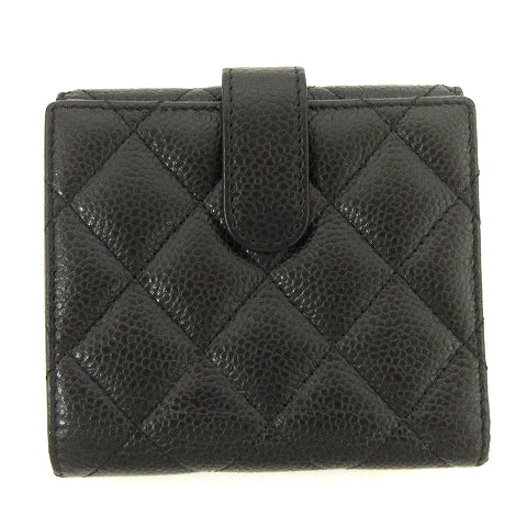 シャネル CHANEL マトラッセ キャビアスキン Wホック 二つ折り財布  