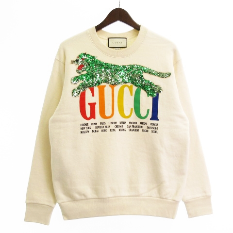 グッチ GUCCI トレーナー スウェット 長袖 タイガー スパンコール ロゴ  