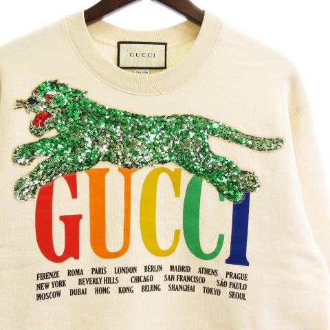 グッチ GUCCI トレーナー スウェット 長袖 タイガー スパンコール ロゴ 