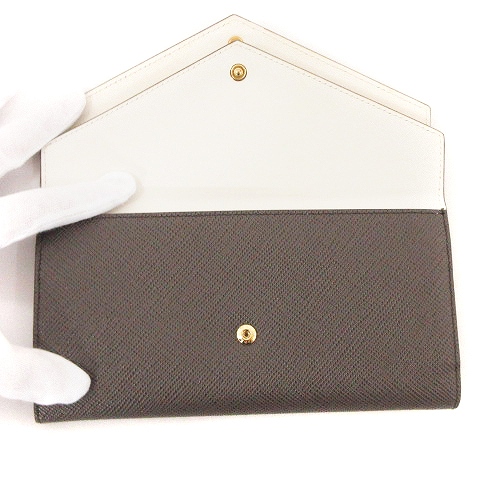 レア美品✨プラダ◇バイカラーフラップ長財布　サフィアーノ　ゴールド金具　グレー白 楽天市場】プラダ PRADA 財布 二つ折り レディース サフィアーノ