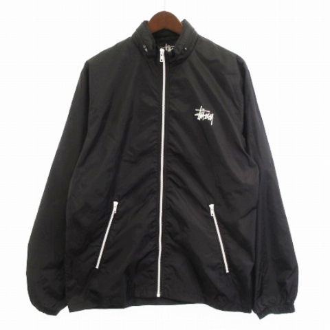 Stussy フード付きナイロンジャケット 黒 ステューシー STUSSY ジャケット ジップアップ フード ロゴ