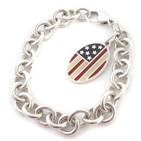 ティファニー オーバルタグブレスレット 星条旗 希少品○良品