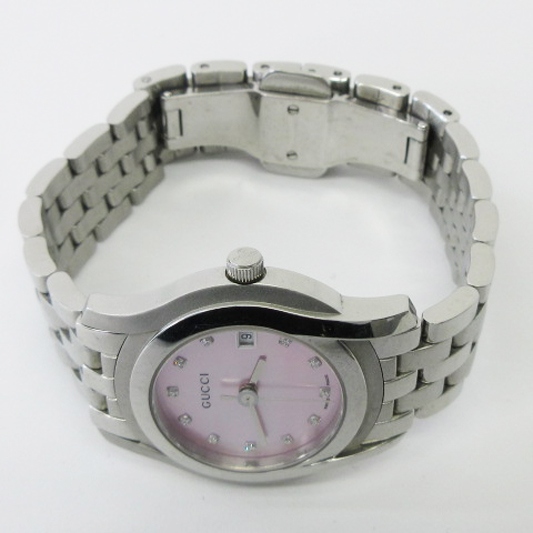 グッチ GUCCI 腕時計 3針 クォーツ SS シェル文字盤 11P 5500L  