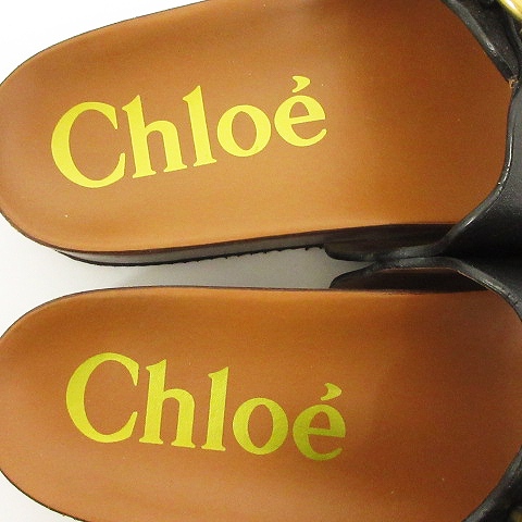 クロエ CHLOE 21SS LAUREN フラット サンダル レザー 黒 ブラック 