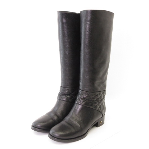 シャネル CHANEL G28424 ロングブーツ マトラッセ キルティング ココ  