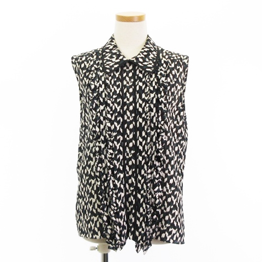マルニ MARNI ノースリーブ ブラウス シャツ フリル 総柄 シルク 