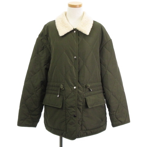ザラ ZARA キルティングジャケット 中綿 ブルゾン ボア フリース 緑 