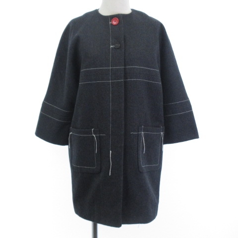 マルニ MARNI 美品 19AW ノーカラーコート ジャケット 7分袖 グレー 8