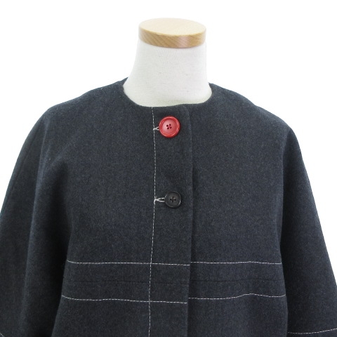 マルニ MARNI 美品 19AW ノーカラーコート ジャケット 7分袖 グレー 8