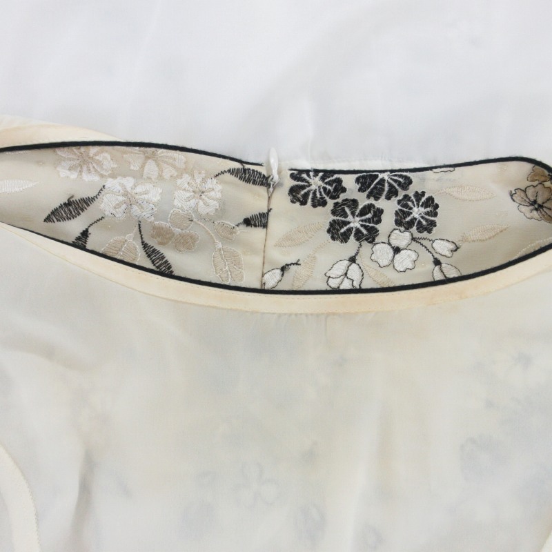 トッカ TOCCA ワンピース 半袖 花柄刺繍 ひざ丈 2 M ベージュ /BL 0806  