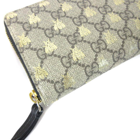 グッチ GUCCI 長財布 GGスプリーム ビー ラウンドジップ 410102 ベージュ