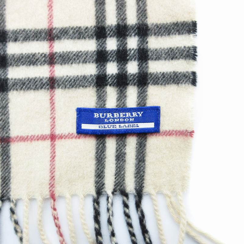 バーバリーブルーレーベル BURBERRY BLUE LABEL マフラー ノバチェック フリンジ ベージュ /MJ レディース 001
