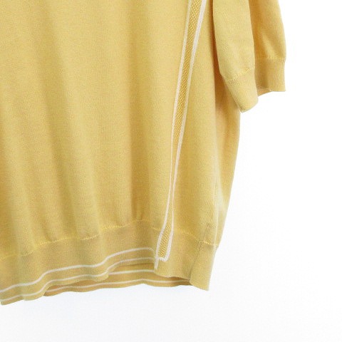 【中古】エルメス HERMES 美品 カシミヤ混 ニット セーター イタリア製 半袖 ? イエロー L メンズ エルメス HERMES 美品 カシミヤ混 ニット セーター イタリア製 半袖 黃