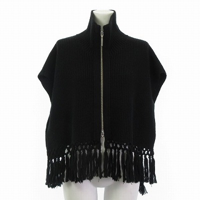 Ujoh ウジョー フリンジハイネック ニットベスト ポンチョ Ujoh Ujoh ニットベスト ハイネックポンチョ ウジョー フリンジ