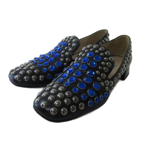 プラダ PRADA ローファー シューズ スリッポン スタッズ パテント 