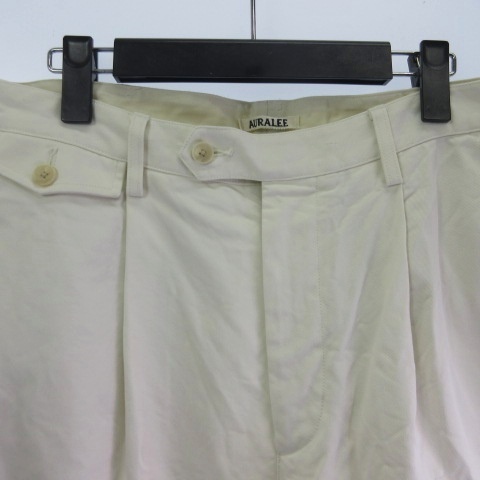 【中古】オーラリー AURALEE A25SP02FC WASHED FINX CHINO ONE-TUCK PANTS タックパンツ オフホワイト 3  メンズ オーラリー AURALEE A25SP02FC WASHED FINX CHINO ONE-TUCK PANTS