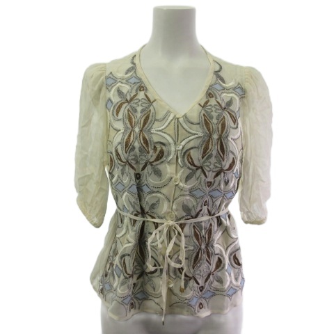 グレースクラス GRACE Class パフスリーブ刺繍ブラウス シャツ 半袖  