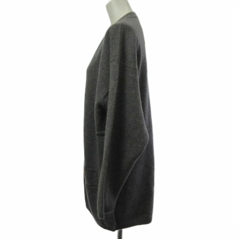 グッチ GUCCI カーディガン ウール カシミヤ 金釦 長袖 グレー S  