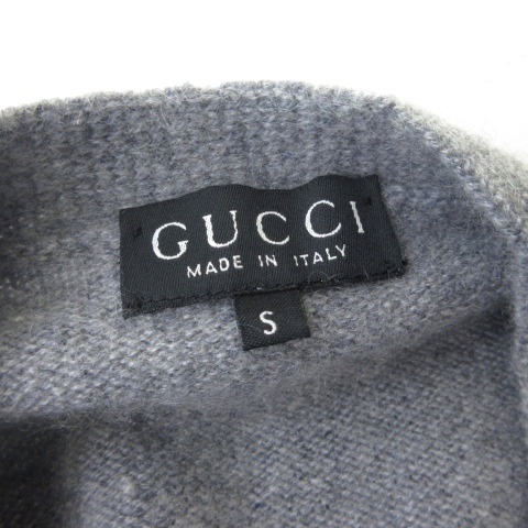 グッチ GUCCI カーディガン ウール カシミヤ 金釦 長袖 グレー S  