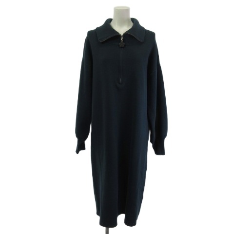 マリークワント MARY QUANT ハーフジップ ニット ワンピース グリーン