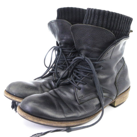 アルフレッドバニスター Alfredobannister レースアップ ブーツ ニット レイヤード レザー 黒 ブラック系 40 靴 Sm メンズ 002 ベクトルパーク