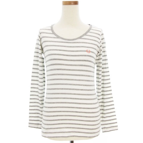 フレッドペリー Fred Perry カットソー 長袖 ボーダー ロンt 刺繍 白 ホワイト グレー S Sm レディース 002 ベクトルパーク