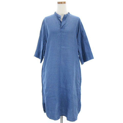 オーチバル Orcival オーシバル リネン スキッパー ワンピース 五分袖 ひざ丈 ワイド Rc 3705 青 ブルー系 1 Sm レディース 002 ベクトルパーク