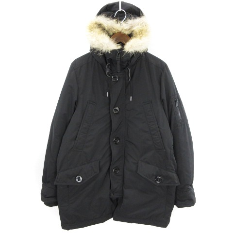 ナノユニバース Nano Universe ダウン ジャケット N 3b コート フーデッド ファー ミリタリー Nuc74dw0949ts 西川ダウン 黒 ブラック L アウター Sm メンズ 002 ベクトルパーク