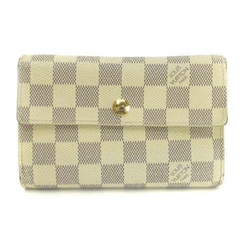 ルイヴィトン LOUIS VUITTON ダミエ・アズール ポルトフォイユ アレクサンドラ 三つ折り財布 パスケース N63068 キャンバス 白  ホワイト系 小物■SM レディース