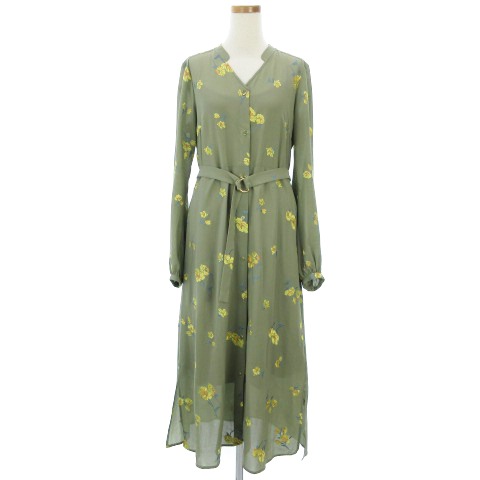 ダイアグラム Diagram ジョーゼット フラワー 刺繍 ワンピース ロング 長袖 緑 グリーン系 38 Sm レディース 002 ベクトルパーク