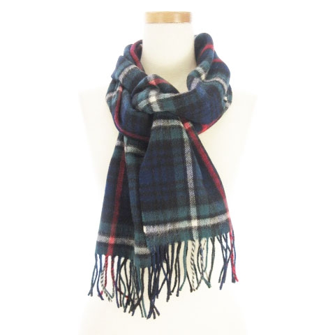 バブアー Barbour マフラー チェック柄 フリンジ ウール カシミヤ混 ネイビー系 紺系 ファッション小物 Sm メンズ レディース 002 ベクトルパーク