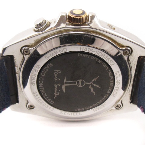 【美品】Paul Smith ポールスミス 腕時計 クローズドアイズ シルバー ポールスミス PAUL SMITH クローズドアイズ 腕時計 電波 ソーラー H416