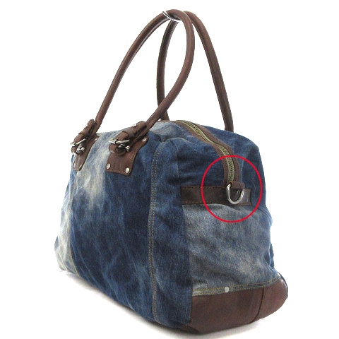 ディーゼル DIESEL ボストンバッグ ハンド デニム レザー切替 無地  