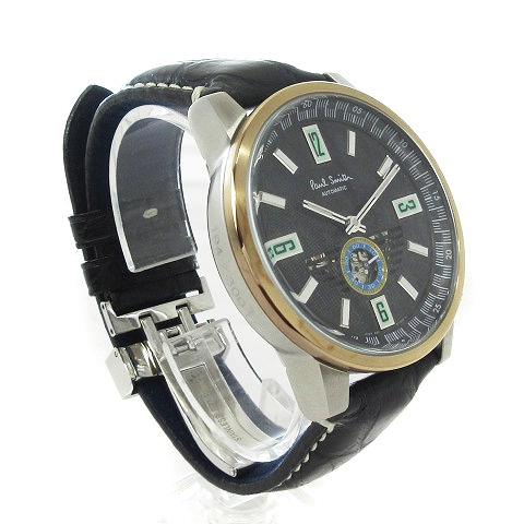 動作良好 Paul Smith 自動巻腕時計 ゴールド グリーン オレンジ （動作  