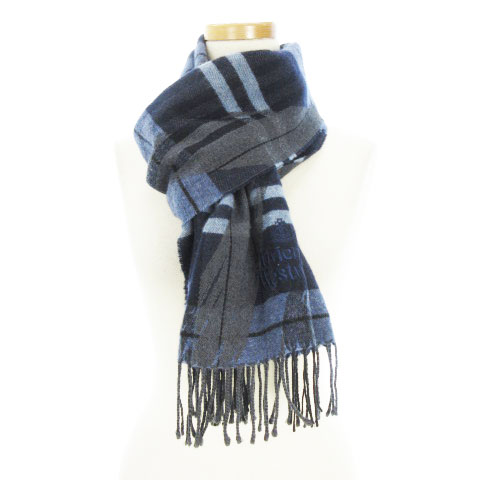 ヴィヴィアンウエストウッド　ウール　ストール　レディース　ネイビー　チェック Vivienne Westwood ヴィヴィアンウエストウッド マフラー