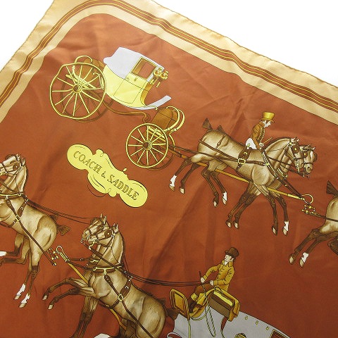 エルメス HERMES 美品 カレ90 COACH＆SADDLE 大判 ledoux 馬車  