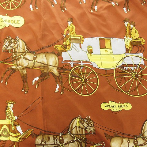 エルメス HERMES 美品 カレ90 COACH＆SADDLE 大判 ledoux 馬車 