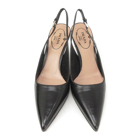 未使用品 プラダ PRADA パンプス ポインテッドトゥ ストラップ レザー 