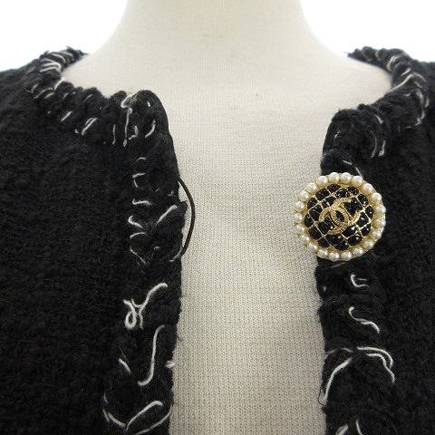 シャネル CHANEL 07SS ツイードジャケット ショートコート ノーカラー