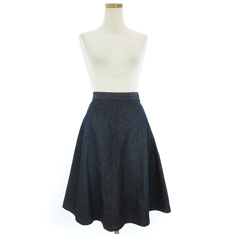 プラダ PRADA デニム スカート フレア ひざ丈 インディゴ 36 □SM0  