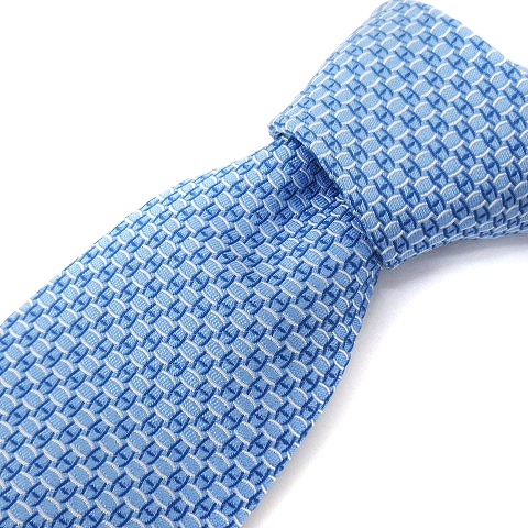 エルメス HERMES 美品 ネクタイ レギュラータイ H柄 総柄 シルク 8cm  