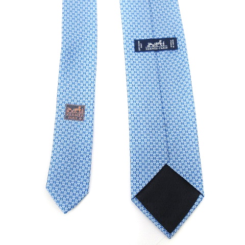 エルメス HERMES 美品 ネクタイ レギュラータイ H柄 総柄 シルク 8cm  
