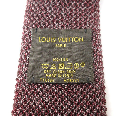 ルイヴィトン ニットタイ ネクタイ シルク ボルドー系 □SM0 ネクタイ