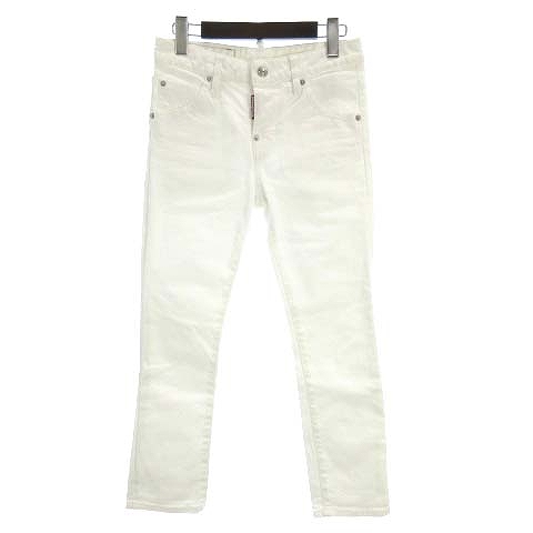 ディースクエアード DSQUARED2 デニムパンツ ジーンズ ボタンフライ コットン イタリア製 無地 S75LA0774 S39781 白 ホワイト 34 ■SM0 レディース