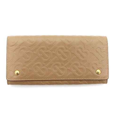 未使用品 バーバリー BURBERRY HERON MONOGRAM LEATHER 長財布 