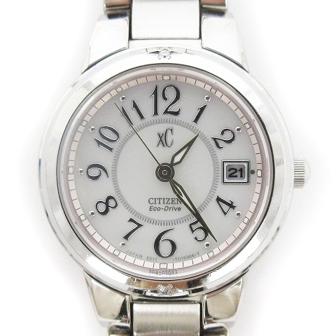 シチズン CITIZEN クロスシー XC 腕時計 エコドライブ E011-T010598 デイト 2Pダイヤ シルバー系 ■SM0 レディース